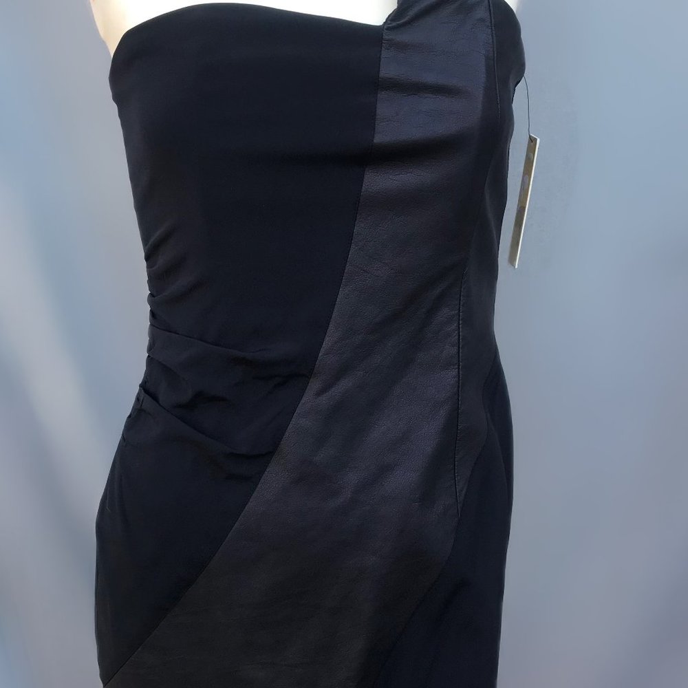 Alice + Olivia Black Silk and Leather Dress Size 6